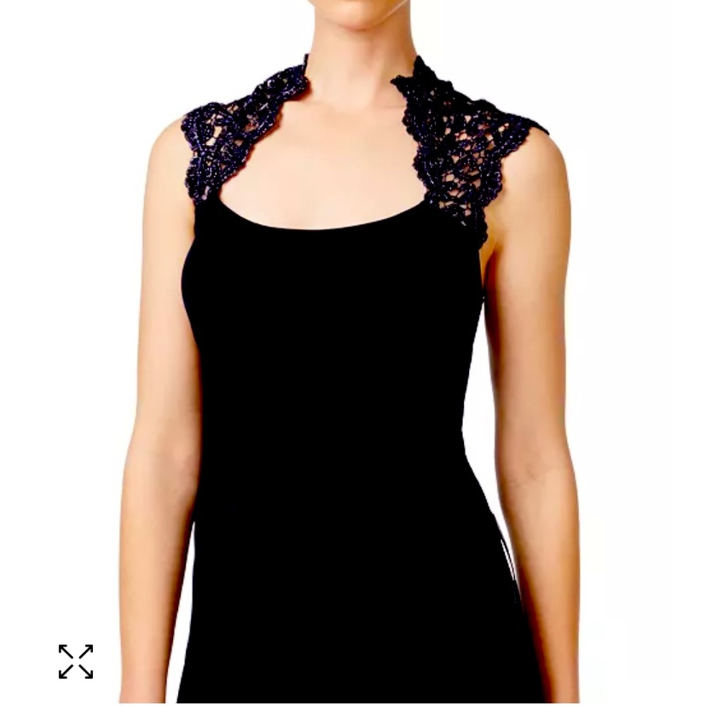 X By Xscape Stand-Collard Illusion Back Gown